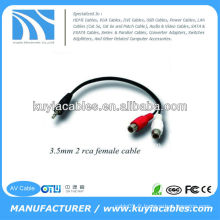 Haute qualité nickelé 3 m noir Câble d&#39;extension 3,5 mm Câble femelle mâle de 3,5 mm à 2RCA